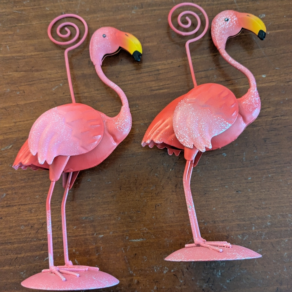 🦩Set Of Two Pink Flamingo Metal Picture Holders - Picture 2 of 3